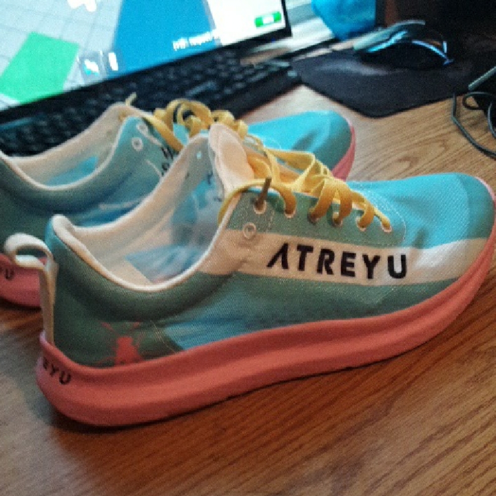 Blue and Pink Sneakers with Modern Sporty Design